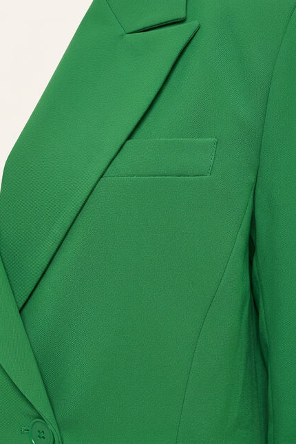 Longline Double-Breasted Blazer - Green - Detail