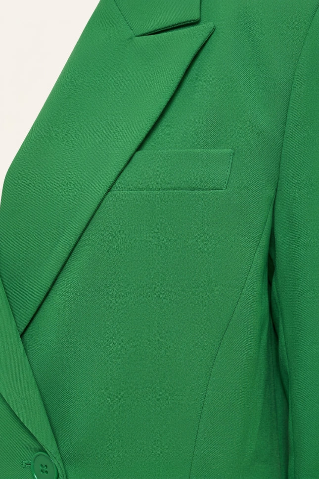 Longline Double-Breasted Blazer - Green - Detail
