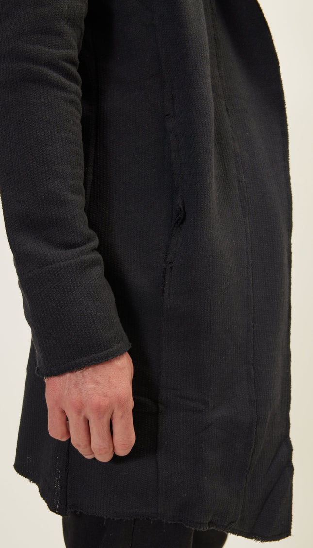 Longline Hooded Cardigan - Black - Ron Tomson