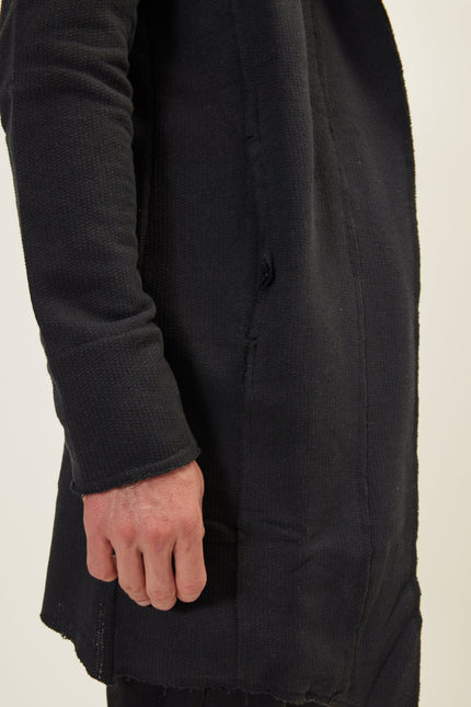 Longline Hooded Cardigan - Black - Ron Tomson