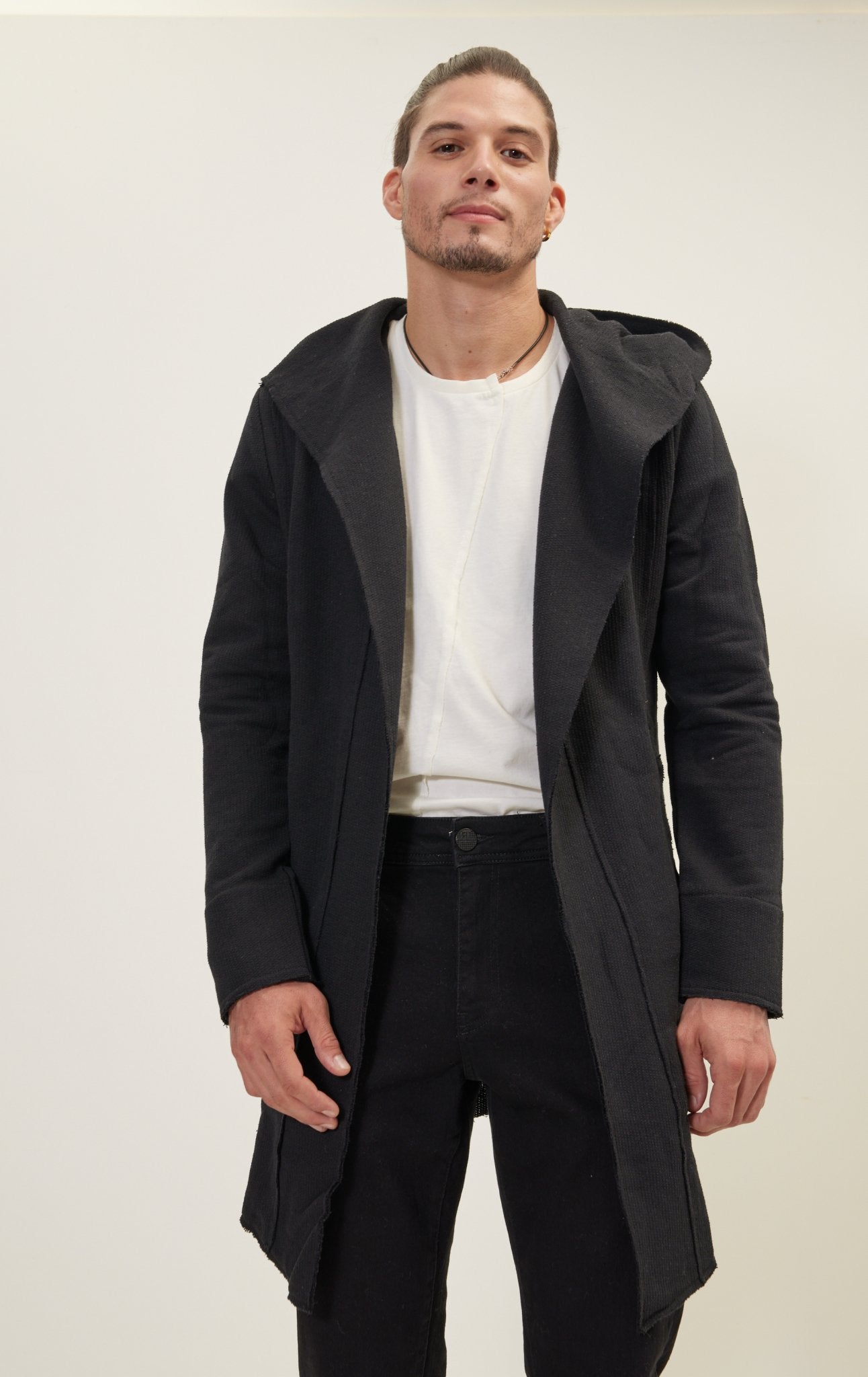 Men's Clothing Mens Longline Cardigan With Hood Men's Long