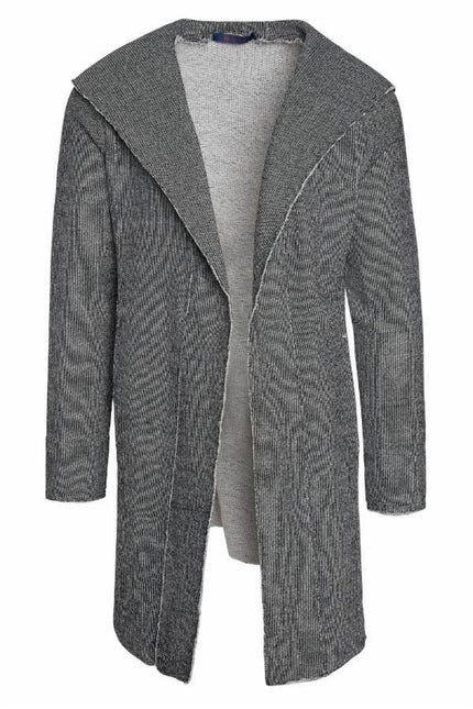 Longline Hooded Cardigan - Black White - Ron Tomson