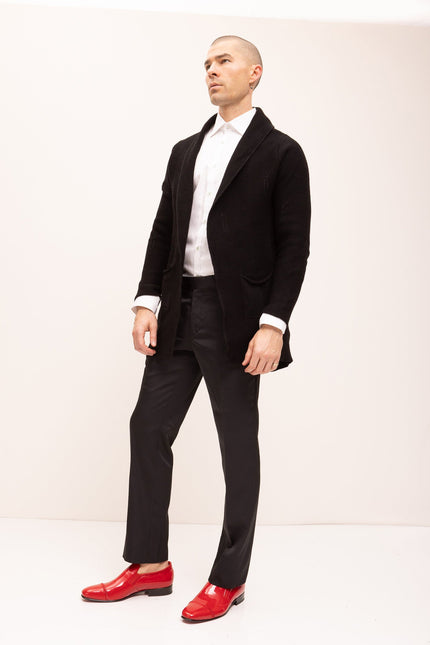 Longline Knit Cardigan - Black - Ron Tomson