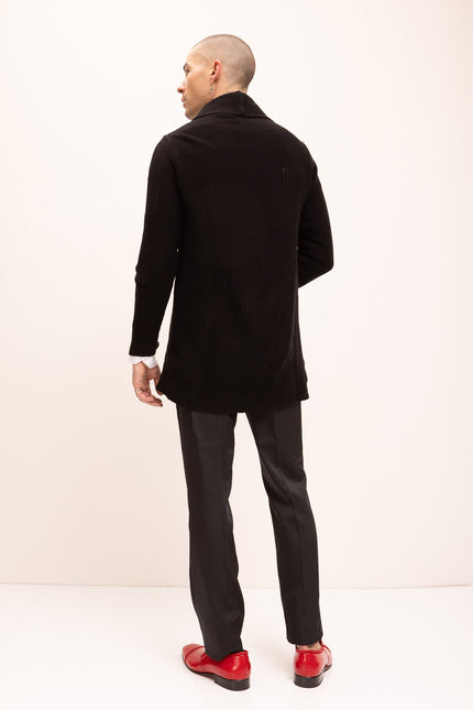 Longline Knit Cardigan - Black - Ron Tomson