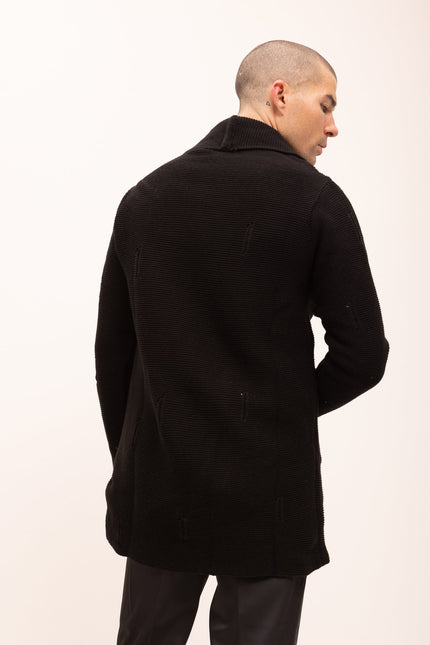 Longline Knit Cardigan - Black - Ron Tomson