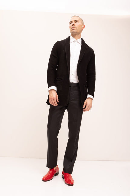 Longline Knit Cardigan - Black - Ron Tomson