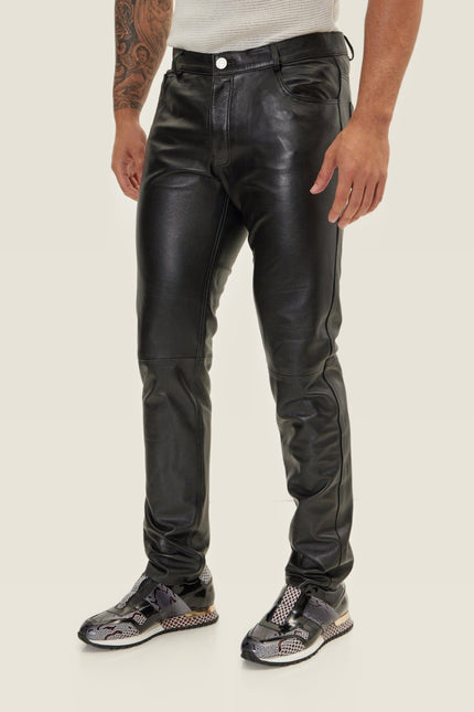 Lambskin Leather Pants - Black