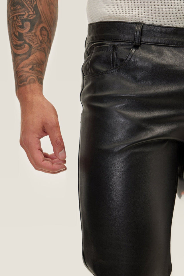 Lambskin Leather Pants - Black