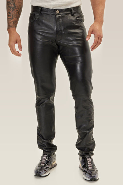 Lambskin Leather Pants - Black