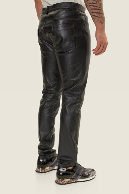 Lambskin Leather Pants - Black