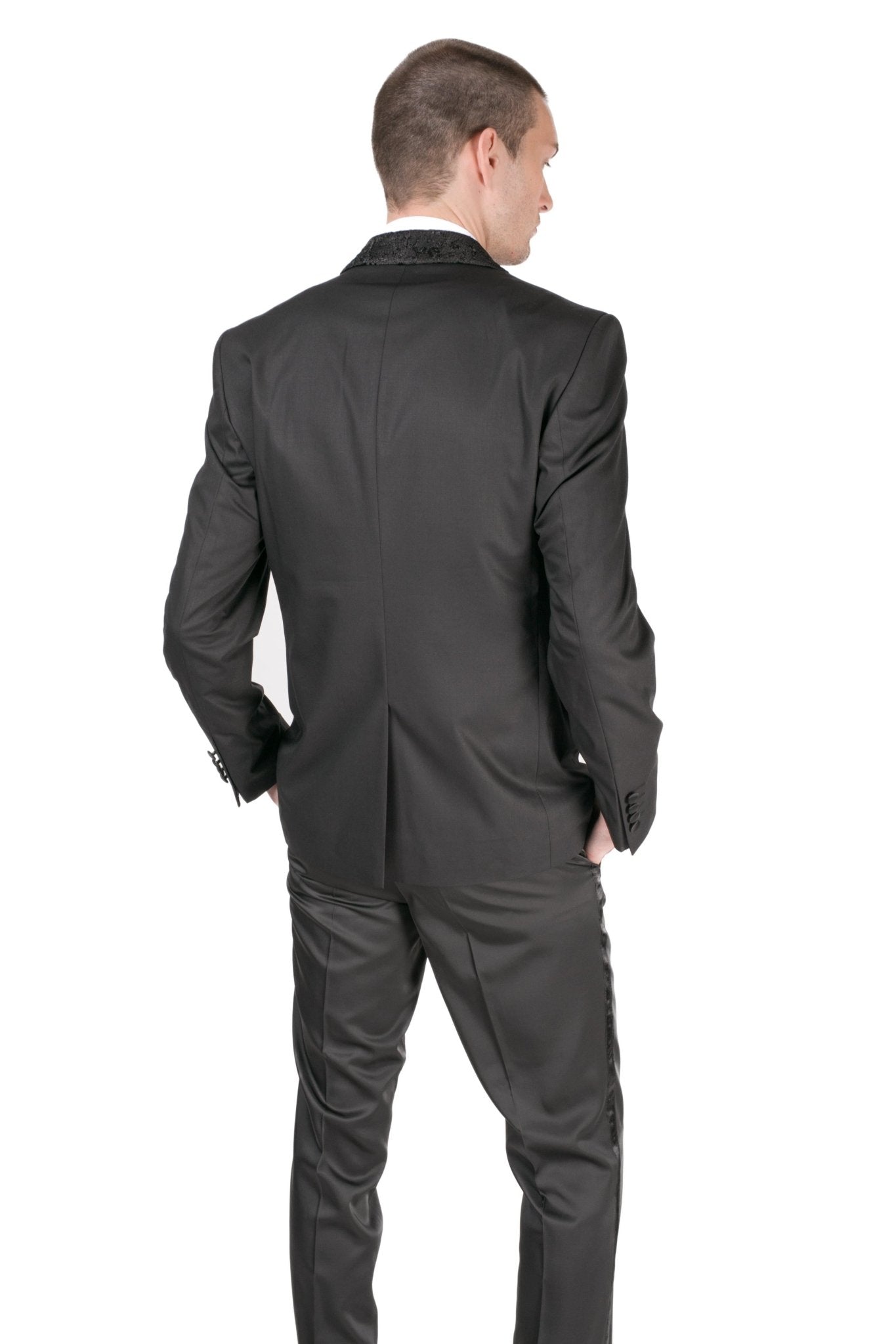 Ludlow Shawl Collar Tuxedo Jacket - Black Lace - Ron Tomson
