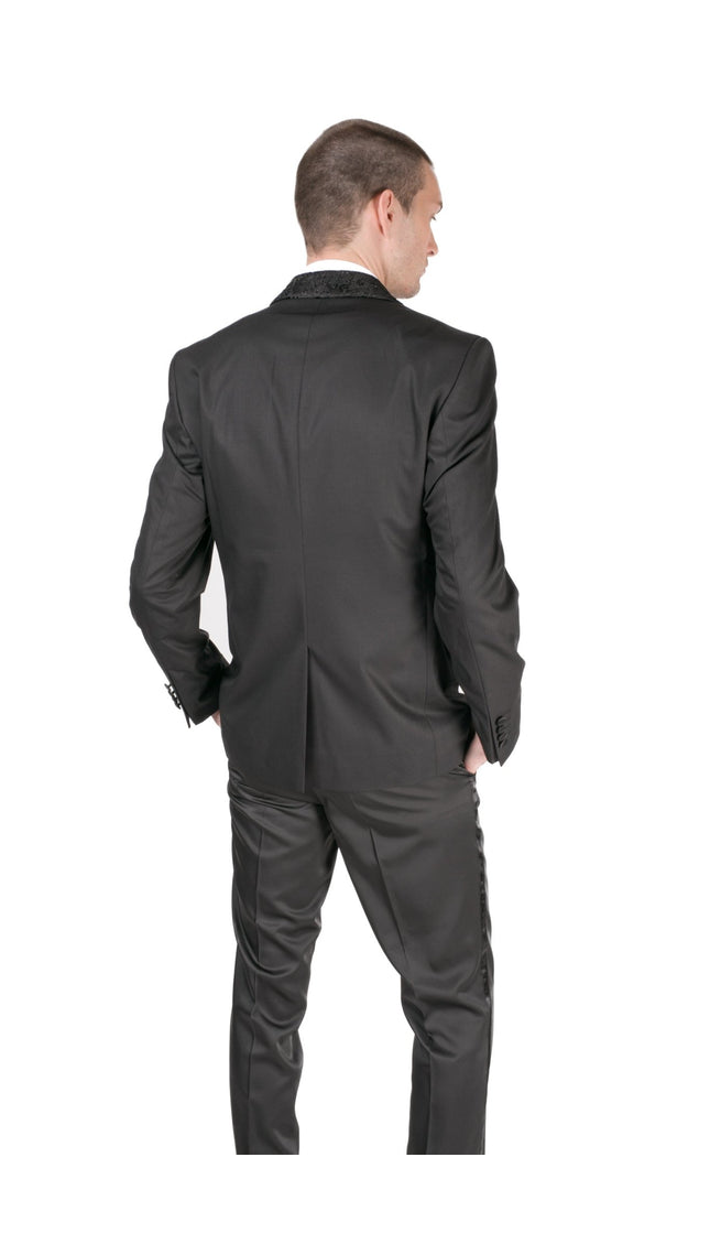 Ludlow Shawl Collar Tuxedo Jacket - Black Lace - Ron Tomson