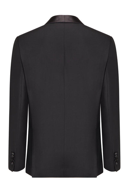 Ludlow Shawl Collar Tuxedo Jacket - Black Satin - Ron Tomson