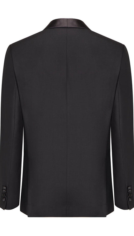 Ludlow Shawl Collar Tuxedo Jacket - Black Satin - Ron Tomson