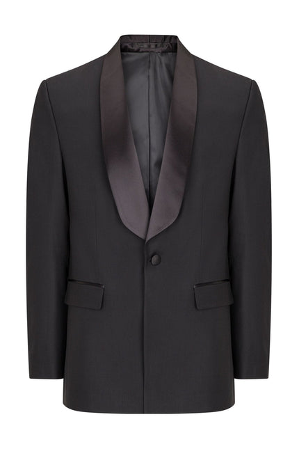 Ludlow Shawl Collar Tuxedo Jacket - Black Satin - Ron Tomson