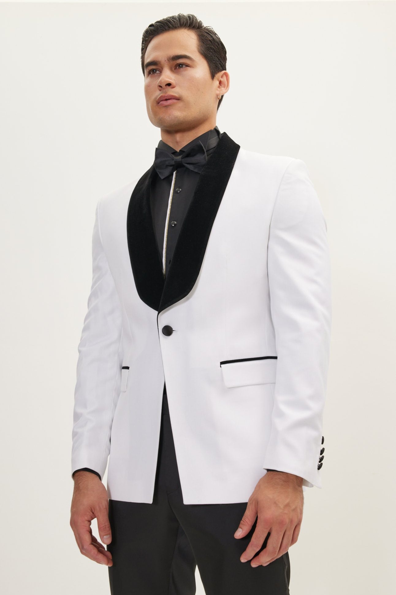 Ludlow Shawl Collar Tuxedo Jacket - White - Ron Tomson