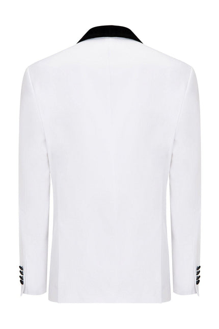 Ludlow Shawl Collar Tuxedo Jacket - White - Ron Tomson