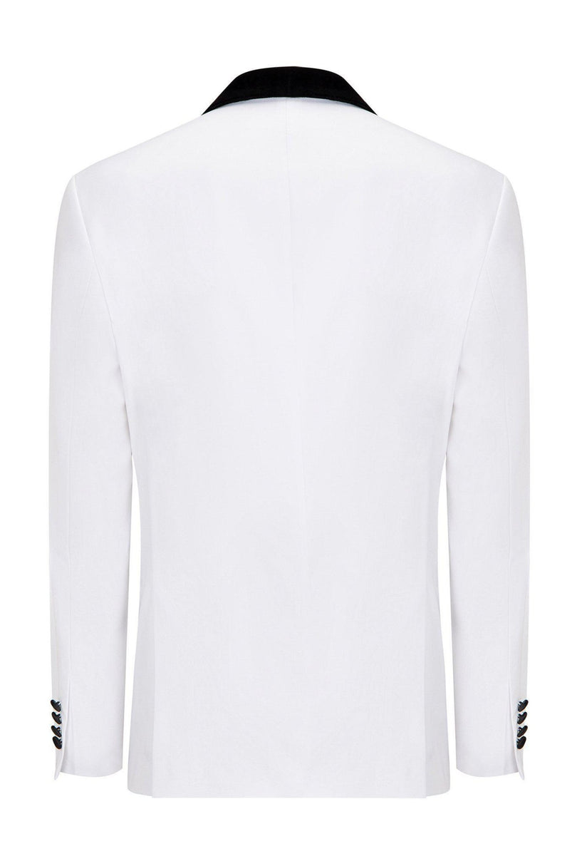 Ludlow Shawl Collar Tuxedo Jacket - White - Ron Tomson