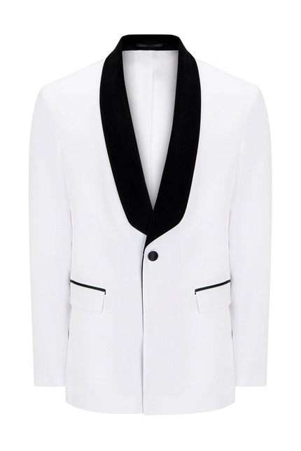 Ludlow Shawl Collar Tuxedo Jacket - White - Ron Tomson