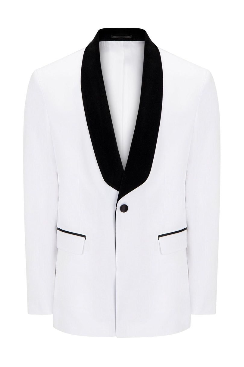Ludlow Shawl Collar Tuxedo Jacket - White - Ron Tomson