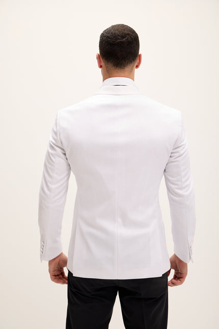 Ludlow Shawl Lapel Glitter Tuxedo Jacket - White - Ron Tomson