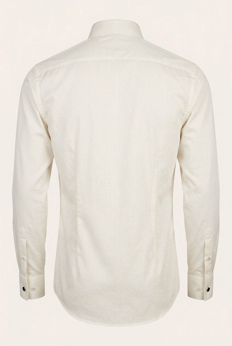 Lurex Paneled Spread Collar Shirt - Beige Beige - Back