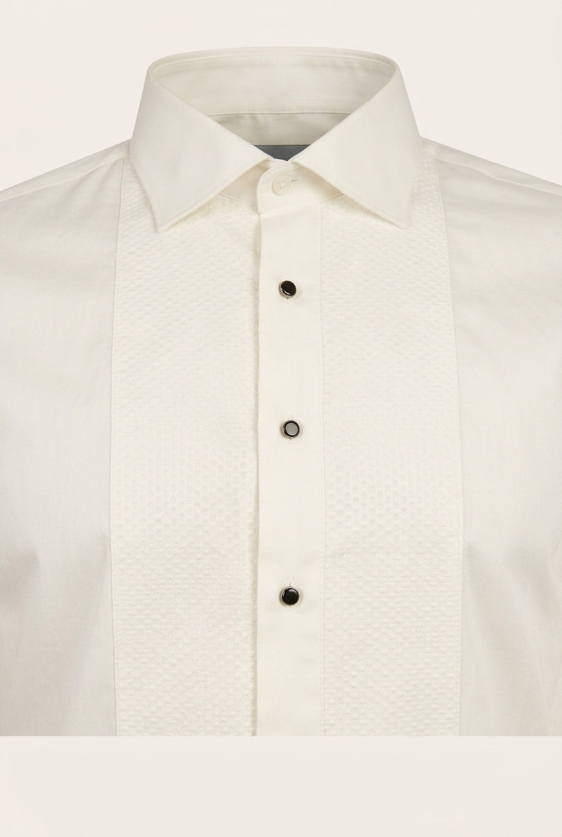 Lurex Paneled Spread Collar Shirt - Beige Beige - Detail