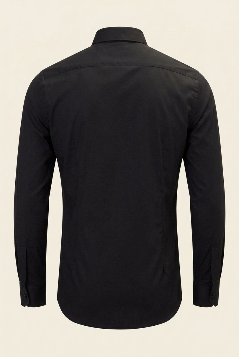Lurex Paneled Spread Collar Shirt - Black Red - Back