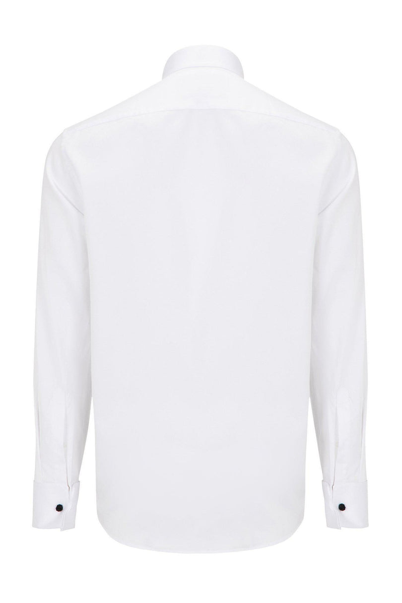 Lurex Paneled Spread Collar Shirt - White Grey - Ron Tomson