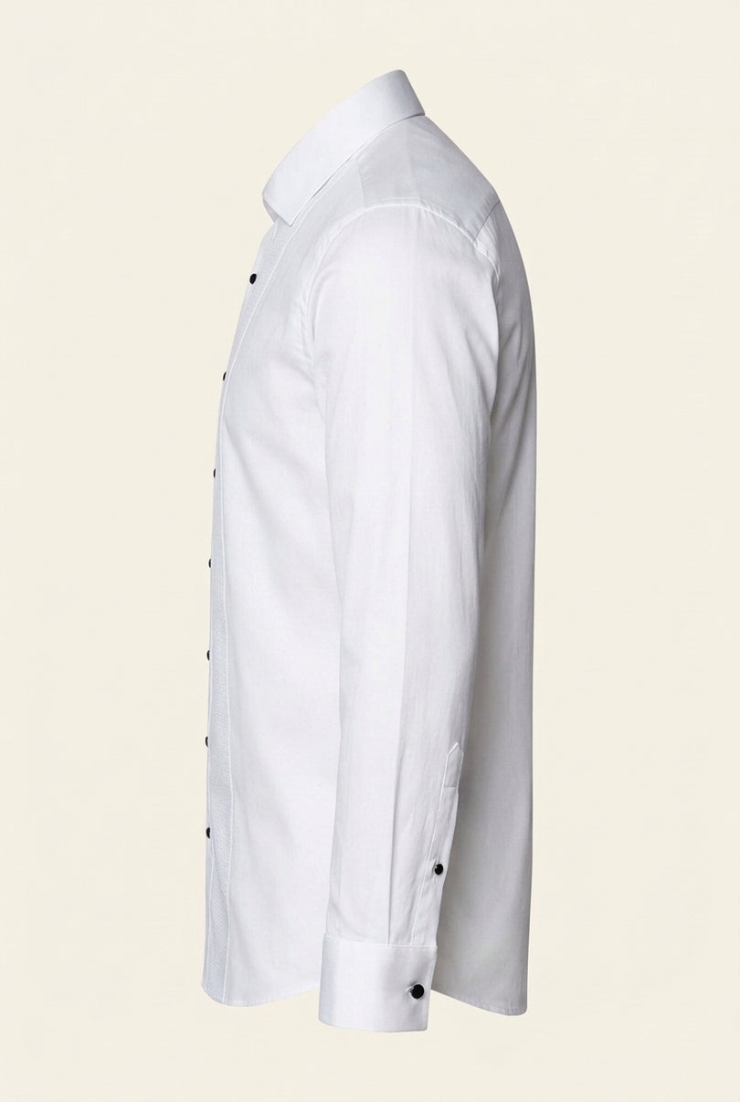 Lurex Paneled Spread Collar Shirt - White White - Side