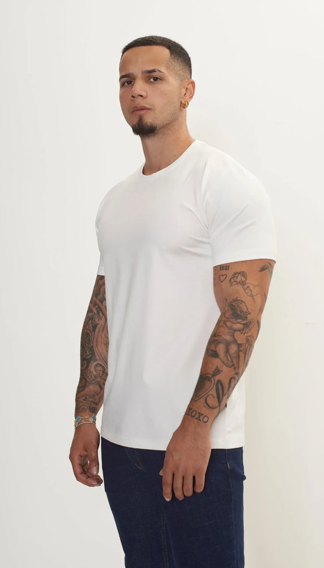 Luxurious Glow Crew-Neck T-Shirt - Off White - Ron Tomson