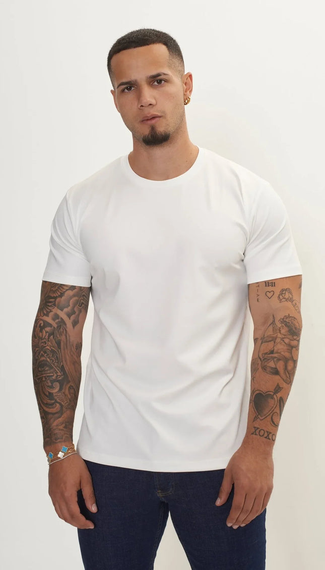 Luxurious Glow Crew-Neck T-Shirt - Off White - Ron Tomson