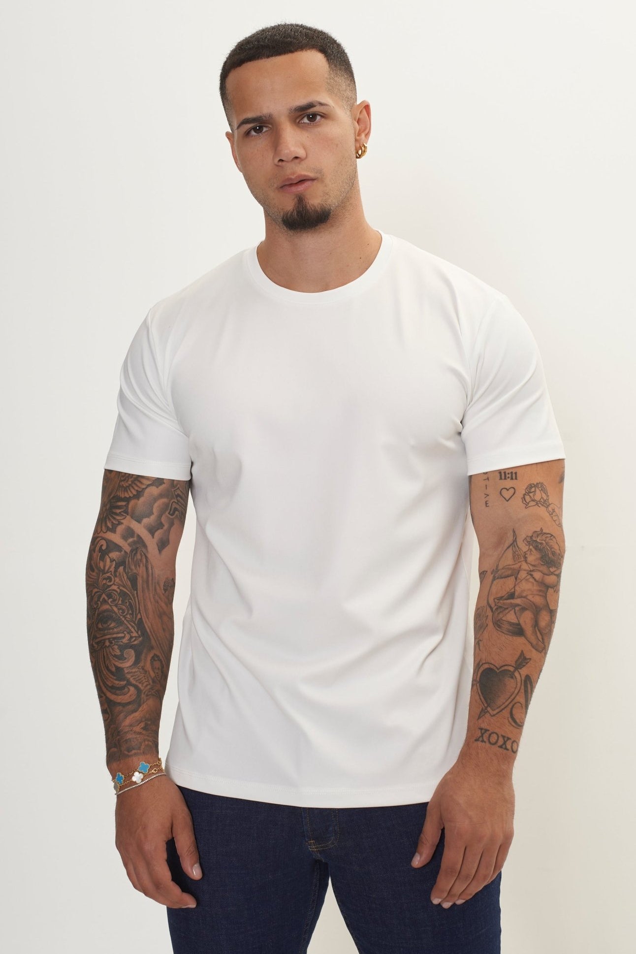 Luxurious Glow Crew-Neck T-Shirt - Off White - Ron Tomson