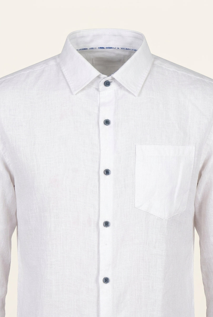 Linen Shirt - Coconut White - Detail