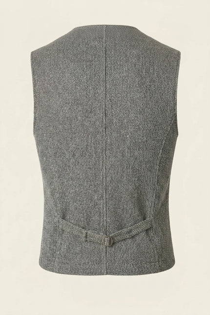 Marled Knit Vest - Grey - Back