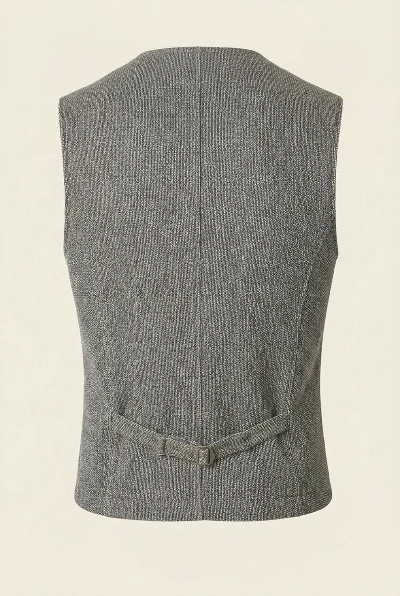 Marled Knit Vest - Grey - Back