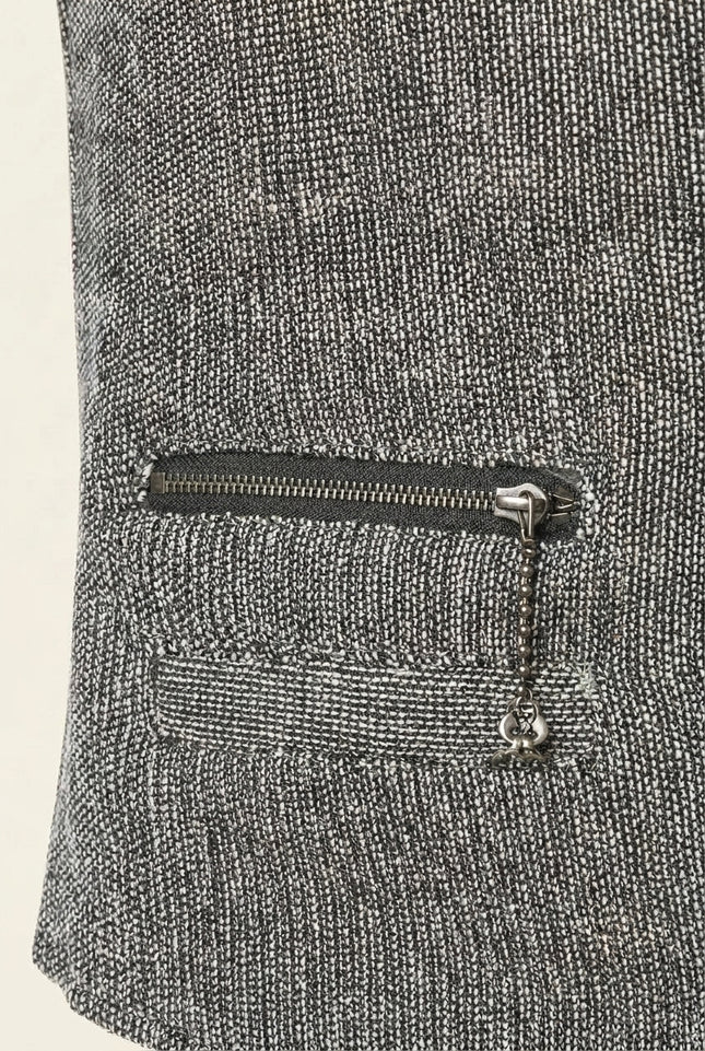 Marled Knit Vest - Grey - Detail