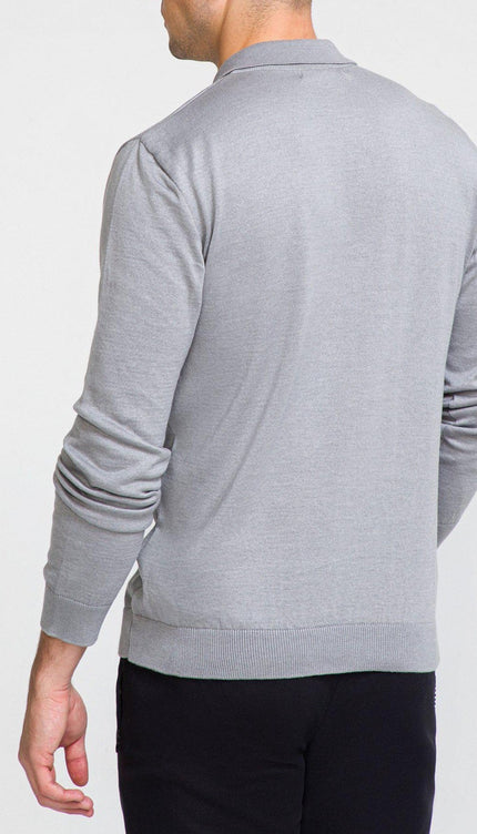 Melange Blend L/S Polo - Grey - Ron Tomson