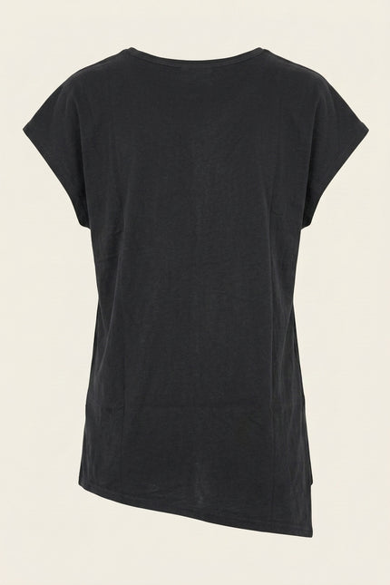 Men's Asymmetric Cotton T-Shirt - Black - Back