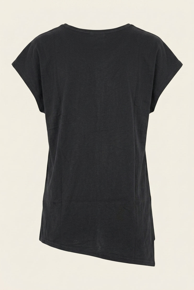Men's Asymmetric Cotton T-Shirt - Black - Back