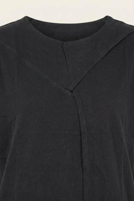Men's Asymmetric Cotton T-Shirt - Black - Detail