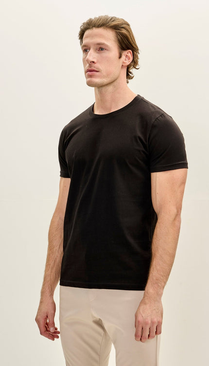 Men's 3 - pack Cotton Crew - Neck T-Shirt - Black - Ron Tomson