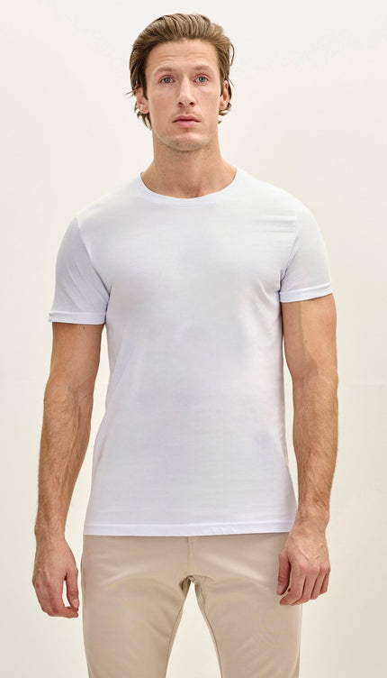 Men's 3 - pack Cotton Crew - Neck T-Shirt - White - Ron Tomson