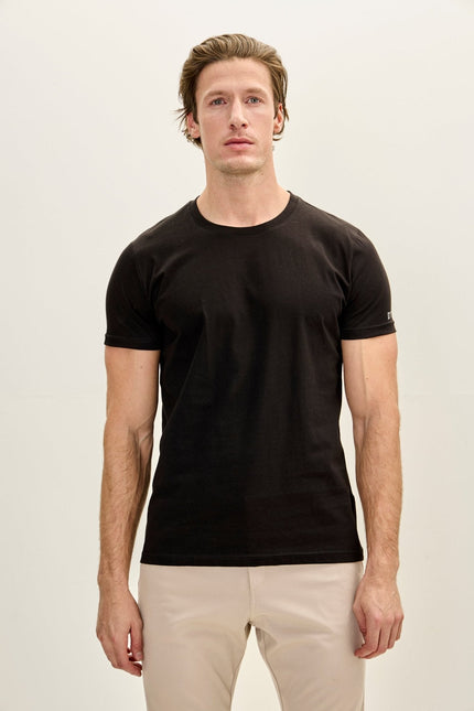 Men's DTLA 3 - pack Cotton Crew - Neck T-Shirt - Black - Ron Tomson