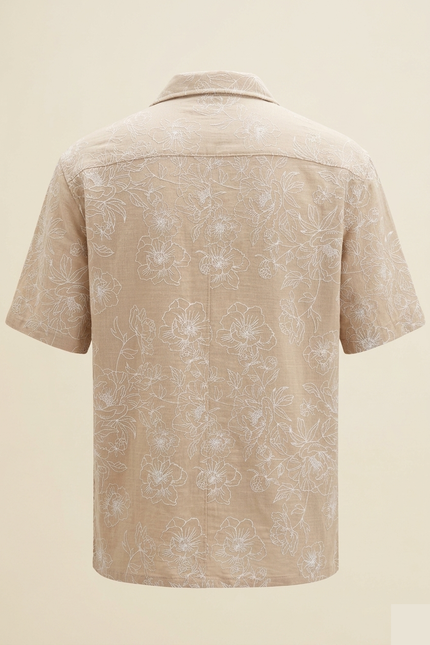 Men's Floral Embroidered Short Sleeve Shirt - Vizon - Back - Ron Tomson