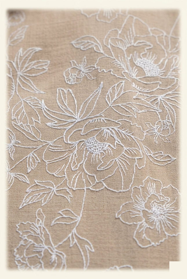 Men's Floral Embroidered Short Sleeve Shirt - Vizon - Detail - Ron Tomson