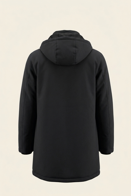 Men's Hooded Winter Parka - Black - Back - Ron Tomson