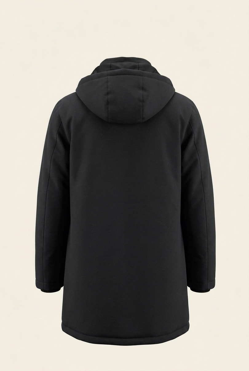 Men's Hooded Winter Parka - Black - Back - Ron Tomson
