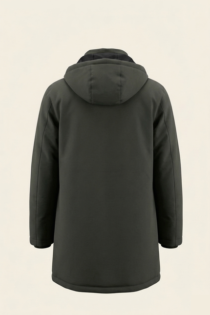 Men's Hooded Winter Parka - Khaki - Back - Ron Tomson