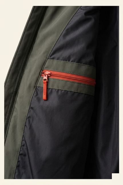 Men's Hooded Winter Parka - Khaki - Interior Detail - Ron Tomson